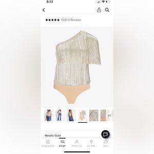 Express Rachel Zoe Metallic Draped One Shoulder Thong Bodysuit
